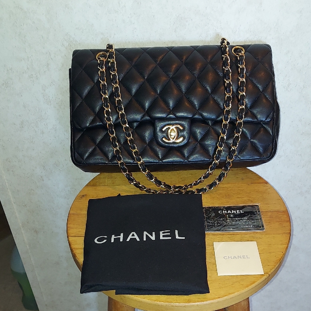 Chanel Classic Black Quilted Double Flap Shoulder Bag
